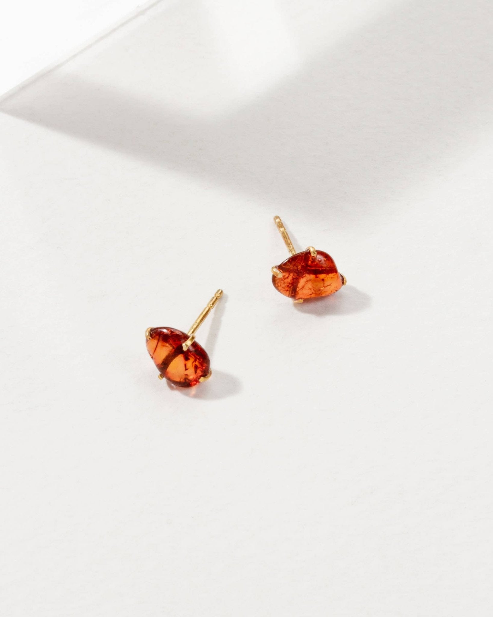 Amber Beauty Post Earrings | 14KT Gold Plated - Spiral Circle
