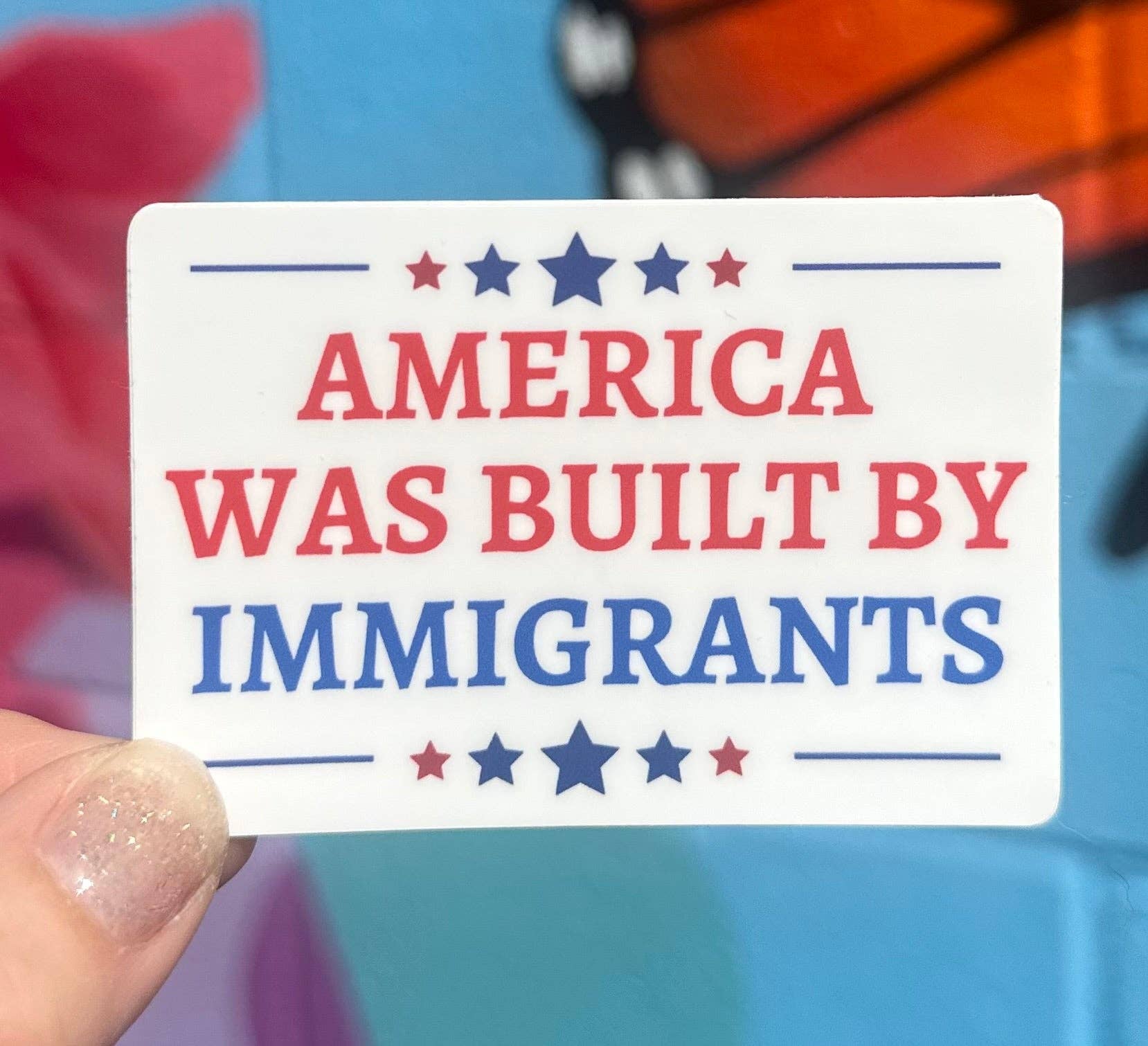 America Was Built By Immigrants Sticker - Spiral Circle