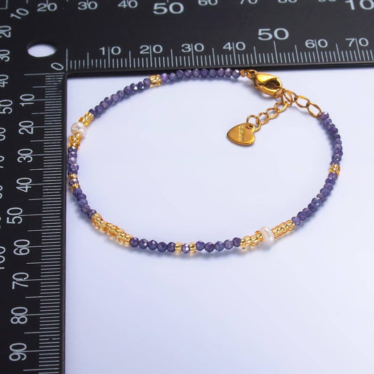 Amethyst Gemstone Bead Bracelet - Spiral Circle