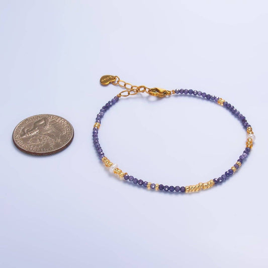 Amethyst Gemstone Bead Bracelet - Spiral Circle