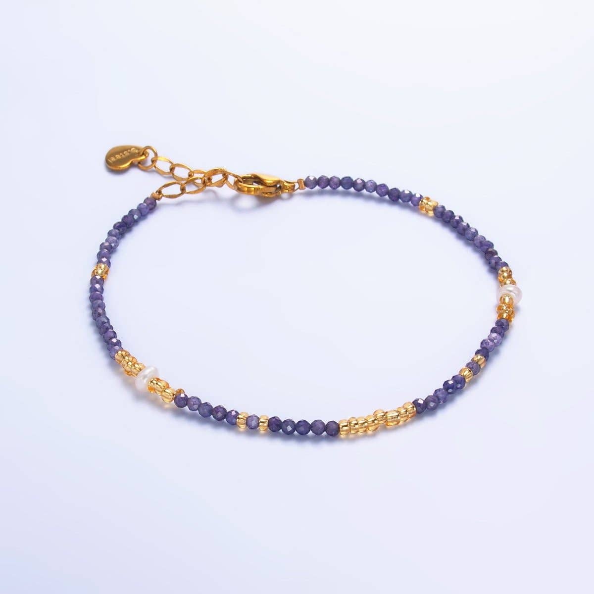 Amethyst Gemstone Bead Bracelet - Spiral Circle