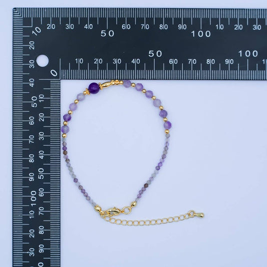 Amethyst Gemstone Bracelet | 24K Gold Plated - Spiral Circle