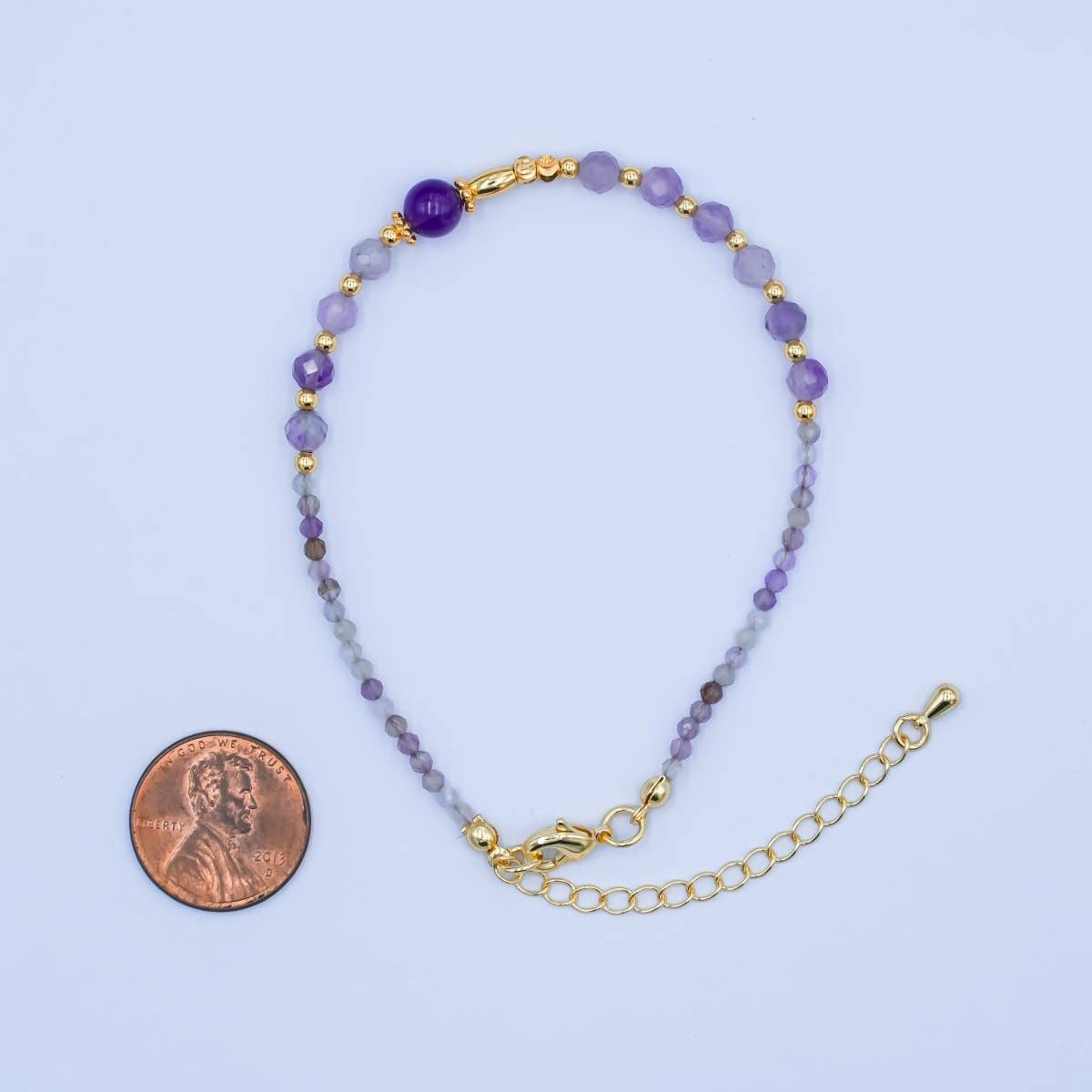 Amethyst Gemstone Bracelet | 24K Gold Plated - Spiral Circle