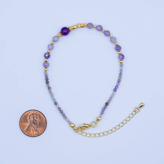 Amethyst Gemstone Bracelet | 24K Gold Plated - Spiral Circle