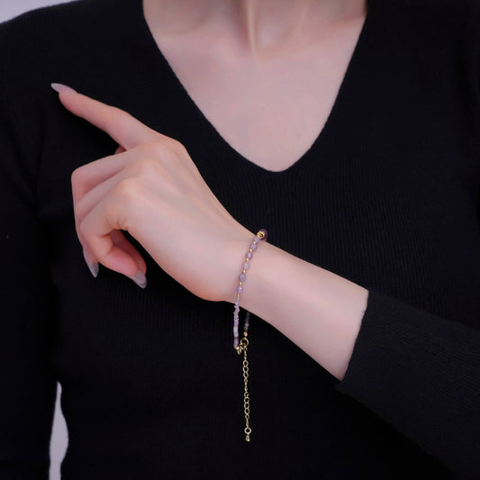 Amethyst Gemstone Bracelet | 24K Gold Plated - Spiral Circle