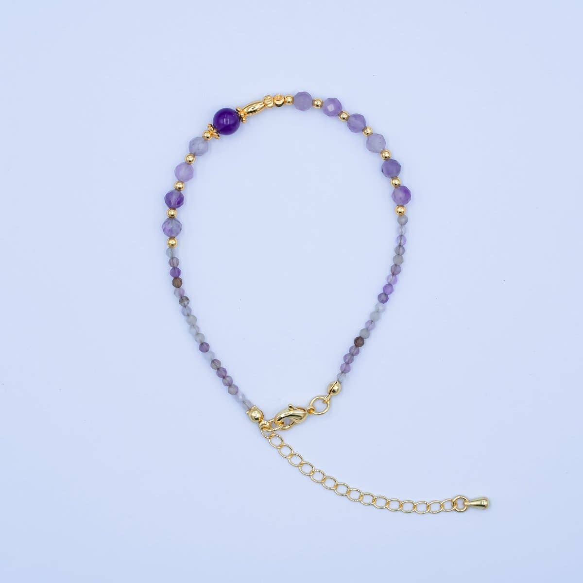 Amethyst Gemstone Bracelet | 24K Gold Plated - Spiral Circle