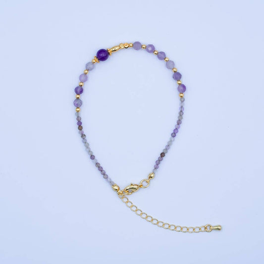 Amethyst Gemstone Bracelet | 24K Gold Plated - Spiral Circle