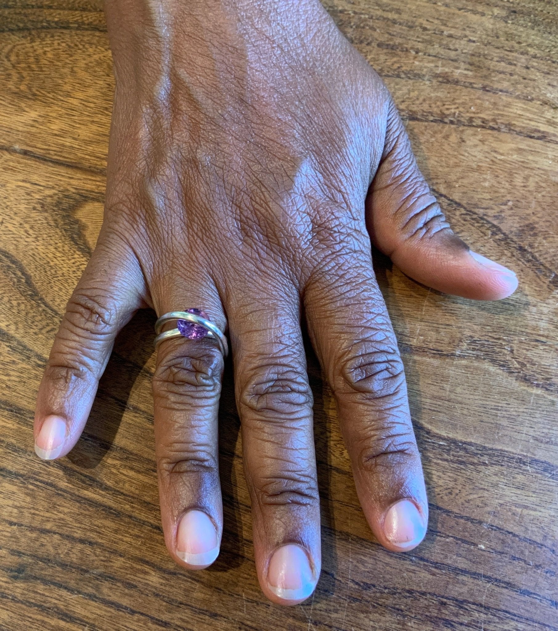 Amethyst Ring | Sterling Silver | Size 7 - Spiral Circle