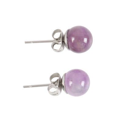 Amethyst Semi Precious Crystal Earrings - Spiral Circle