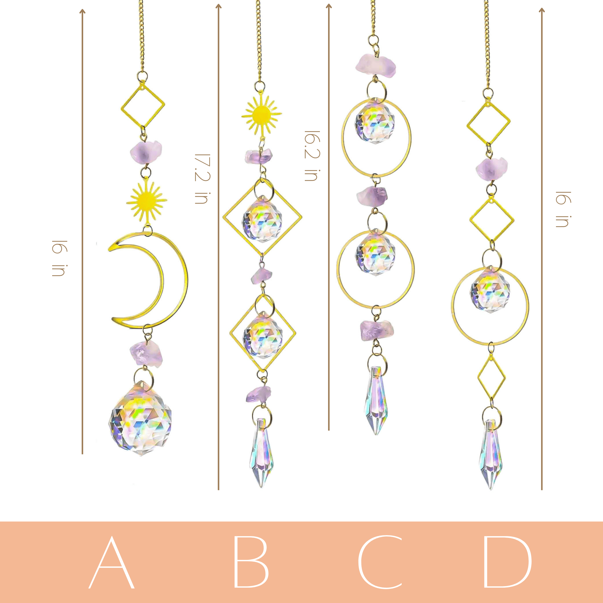 Amethyst Suncatcher - Healing Crystal Decor Gift - Spiral Circle