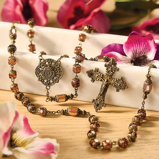 Amethyst Twin Hearts Rosary - Spiral Circle