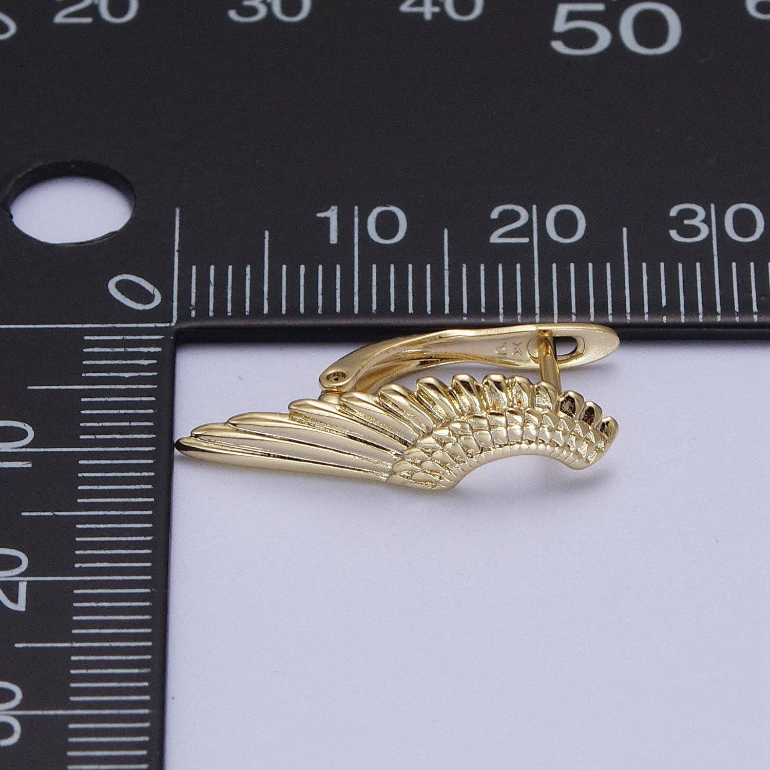 Angel Wing Earrings, Gold Hoop Earrings With Wing AE1012 - Spiral Circle