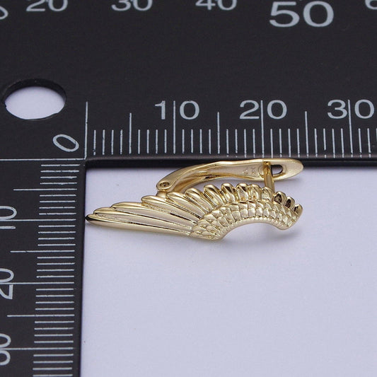 Angel Wing Earrings, Gold Hoop Earrings With Wing AE1012 - Spiral Circle