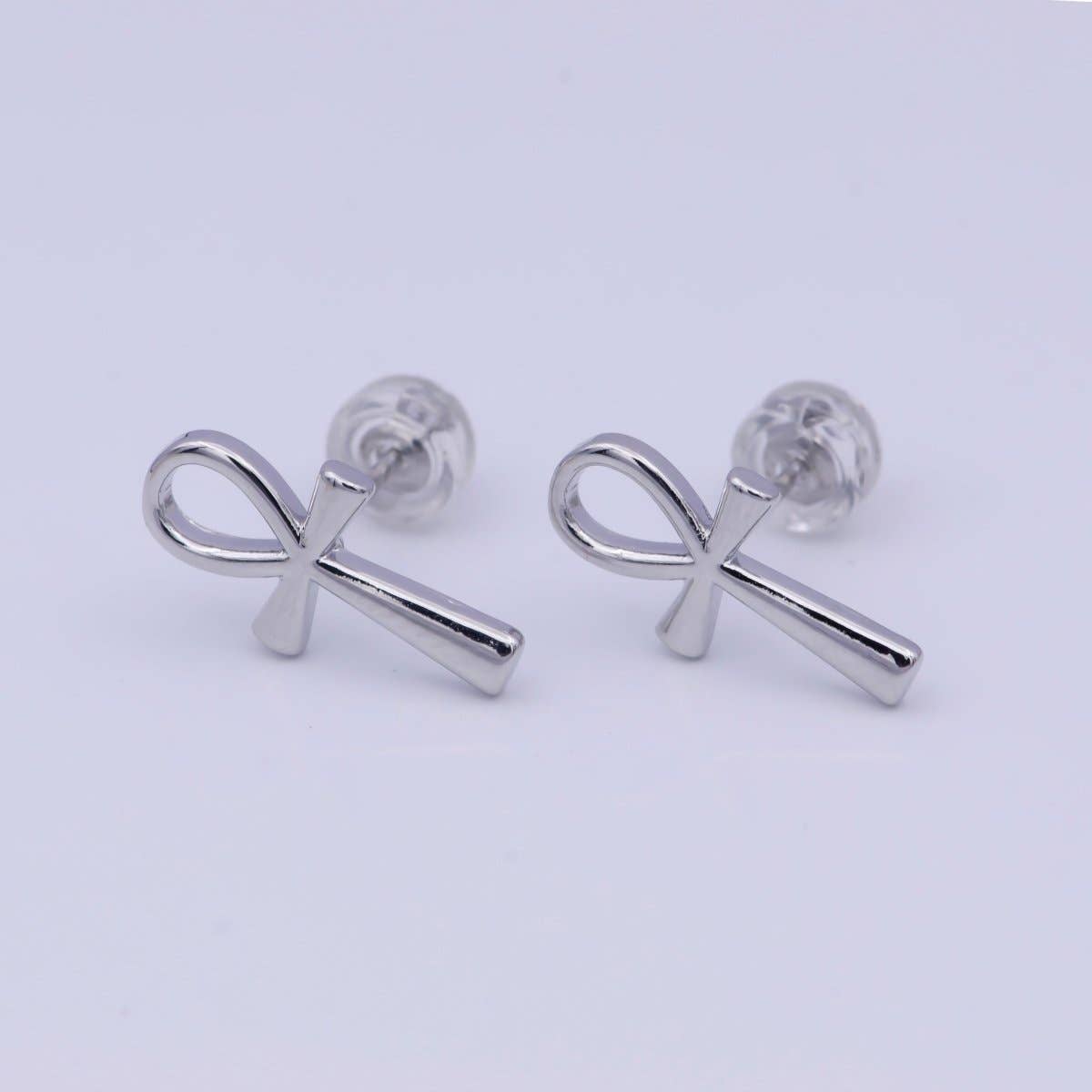 Ankh Earrings - Spiral Circle