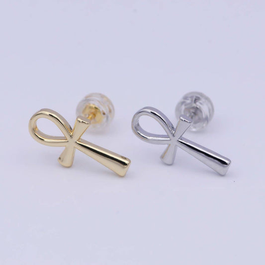 Ankh Earrings - Spiral Circle