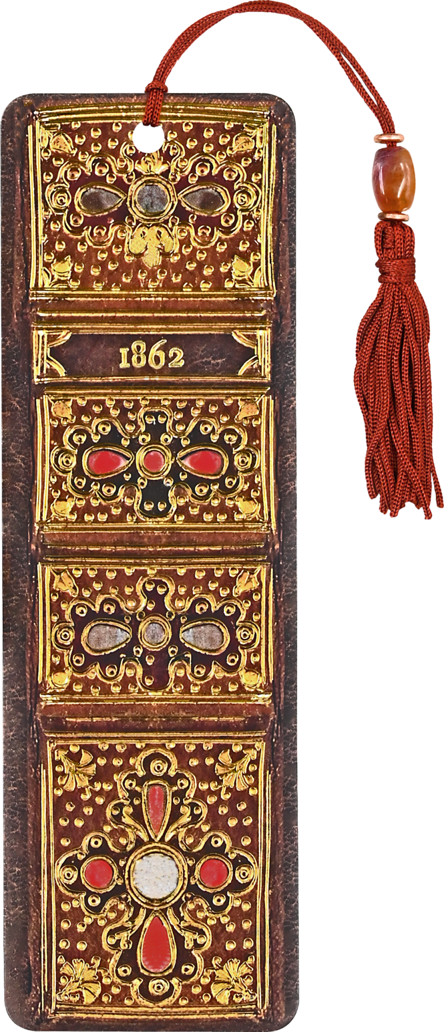 Antique Book Spine Beaded Bookmark - Spiral Circle