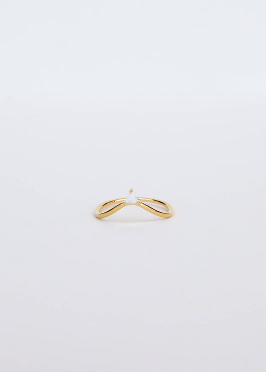 Arched Triangle with White Opal Ring - Spiral Circle