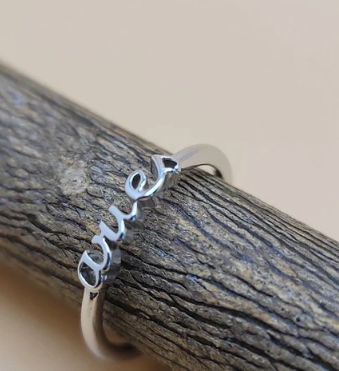 Aries | Zodiac Cursive Ring | Brass & Sterling Silver - Spiral Circle