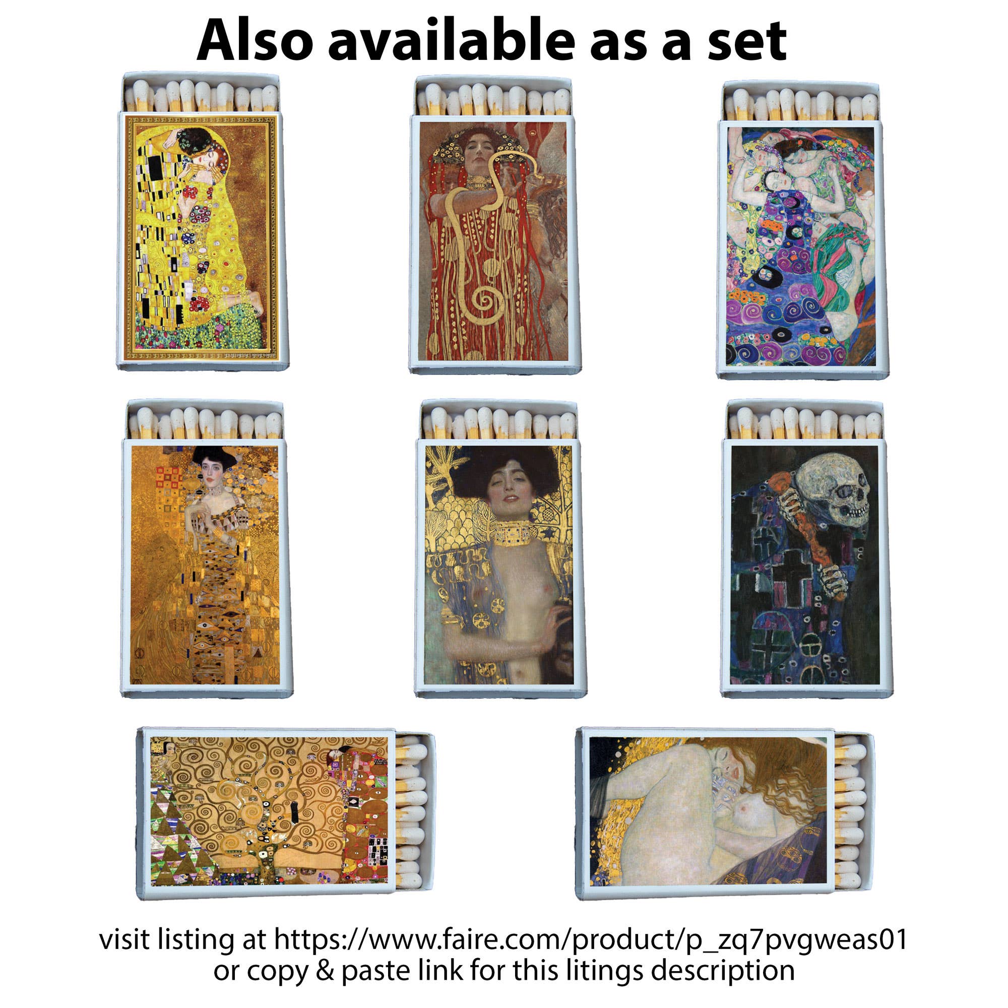 Art Klimt - The Kiss Matchbox • Matches • Candle Acc - Spiral Circle