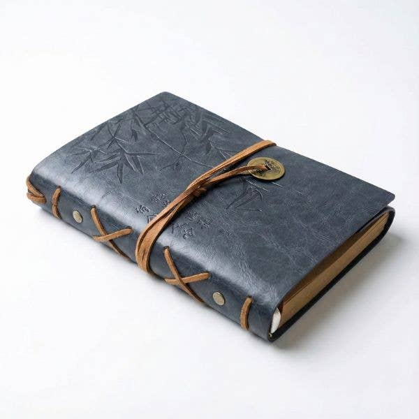 Asian Bamboo Leatherette Journal - Grey - Spiral Circle