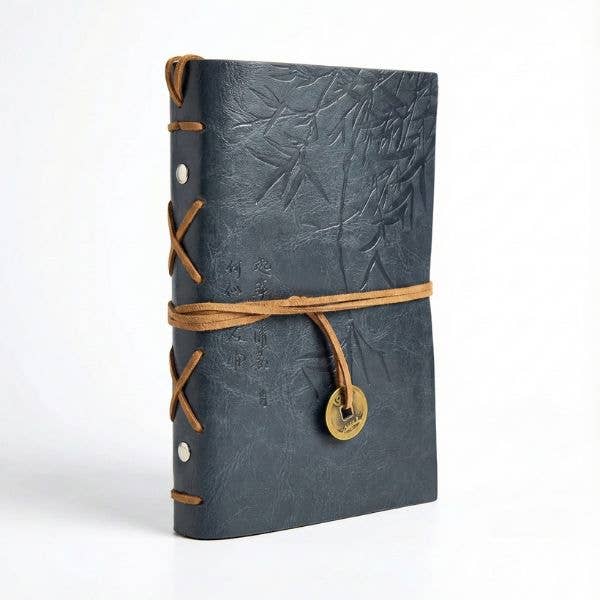 Asian Bamboo Leatherette Journal - Grey - Spiral Circle