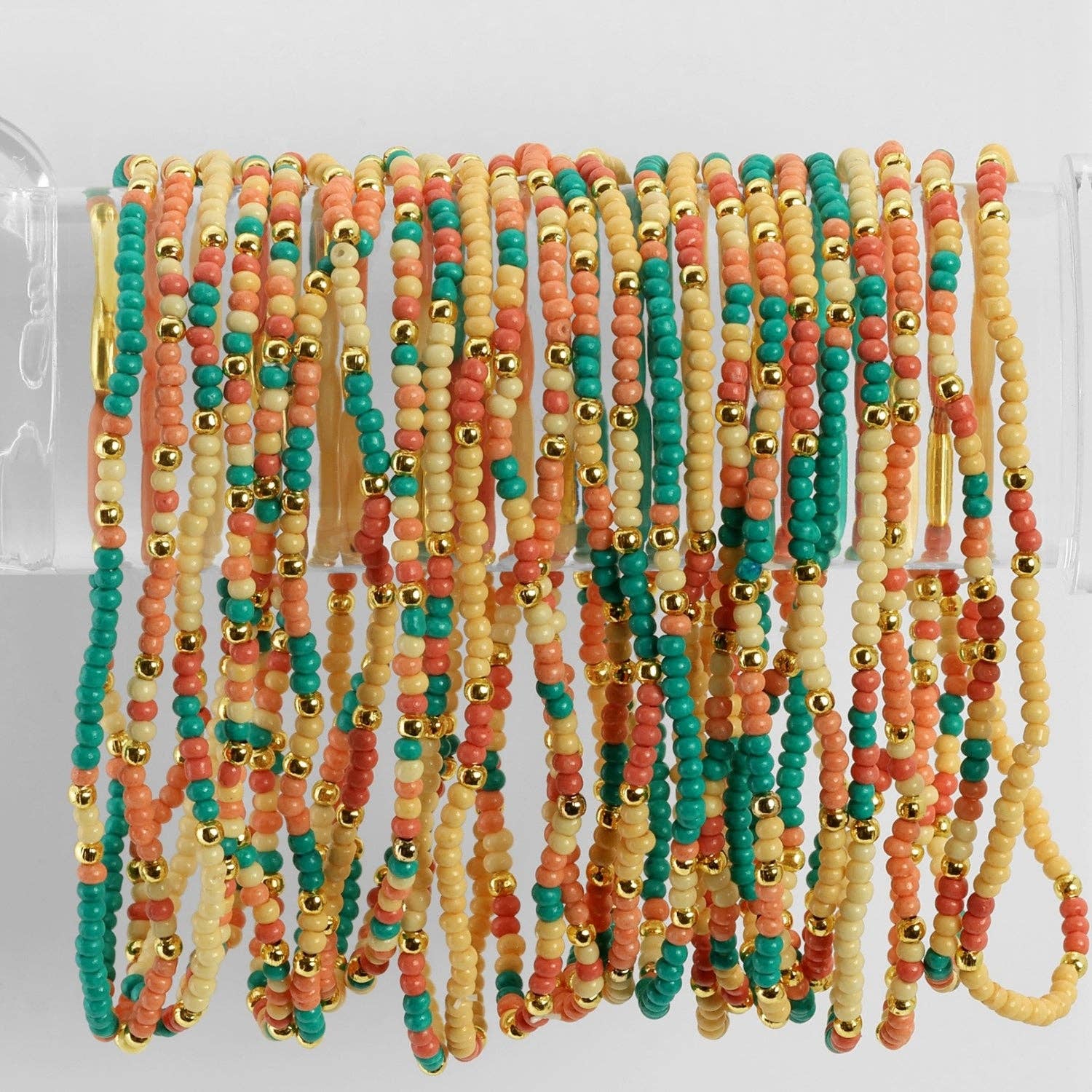 Assorted 2mm Stretch Seed Bead Bracelets - Spiral Circle