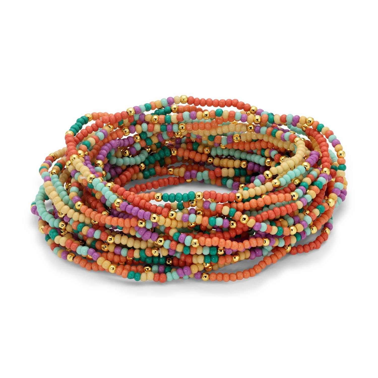 Assorted 2mm Stretch Seed Bead Bracelets - Spiral Circle