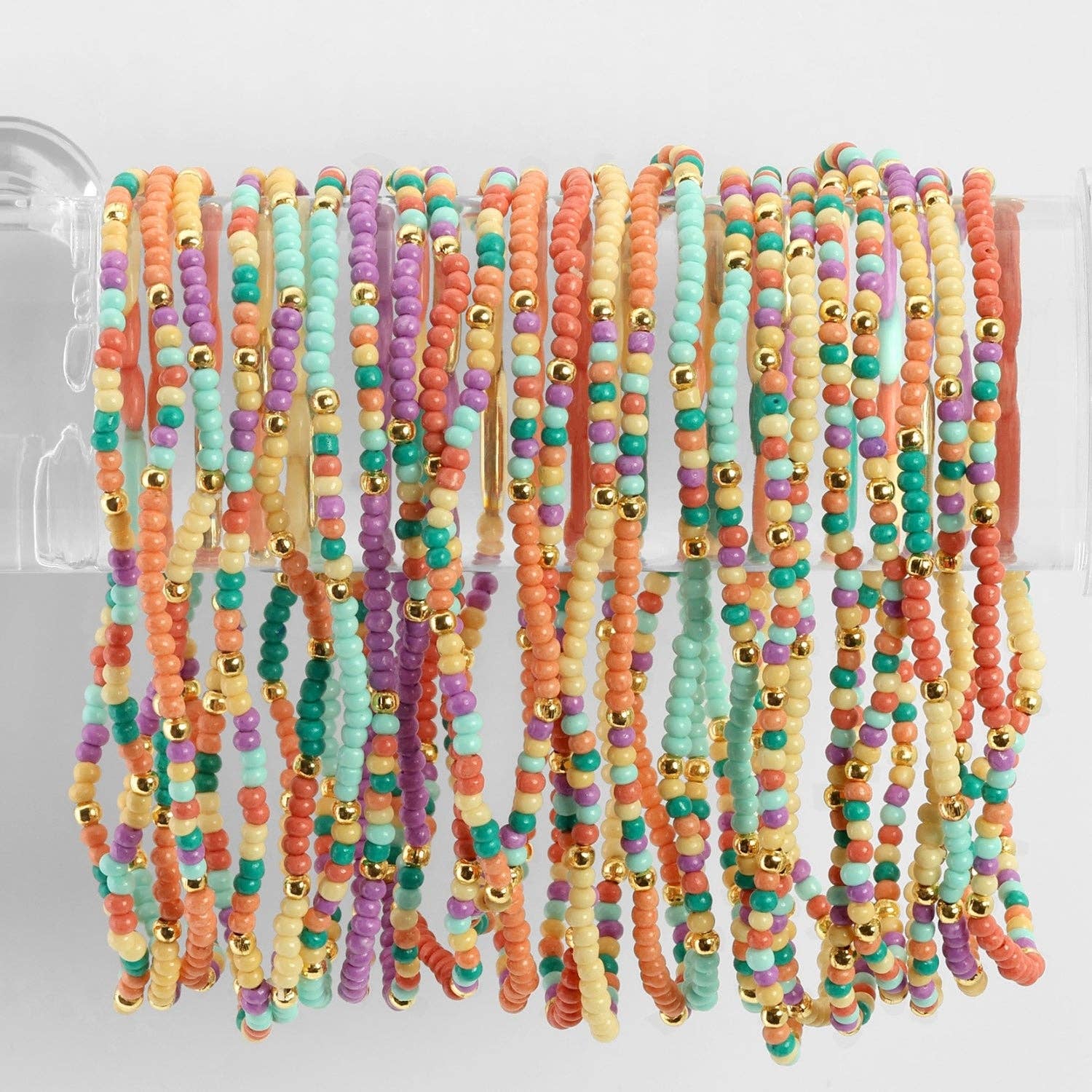 Assorted 2mm Stretch Seed Bead Bracelets - Spiral Circle