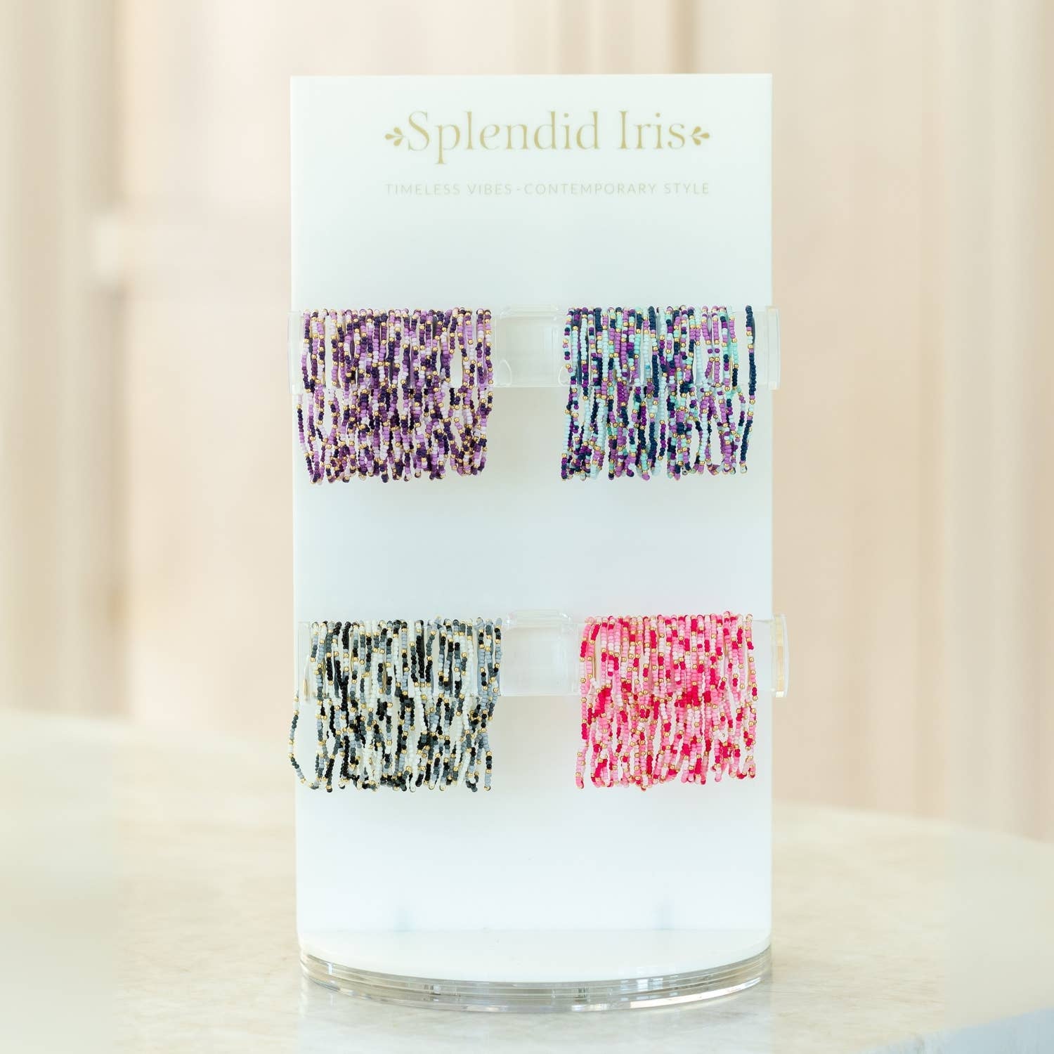 Assorted 2mm Stretch Seed Bead Bracelets - Spiral Circle
