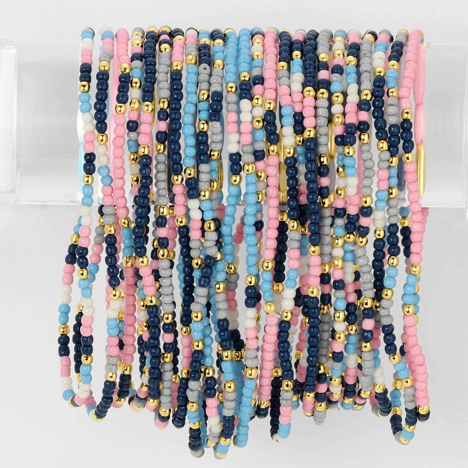 Assorted 2mm Stretch Seed Bead Bracelets - Spiral Circle