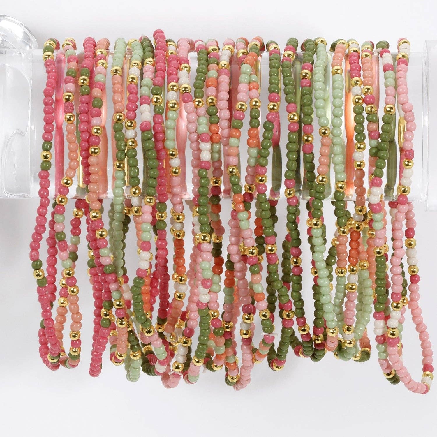 Assorted 2mm Stretch Seed Bead Bracelets - Spiral Circle
