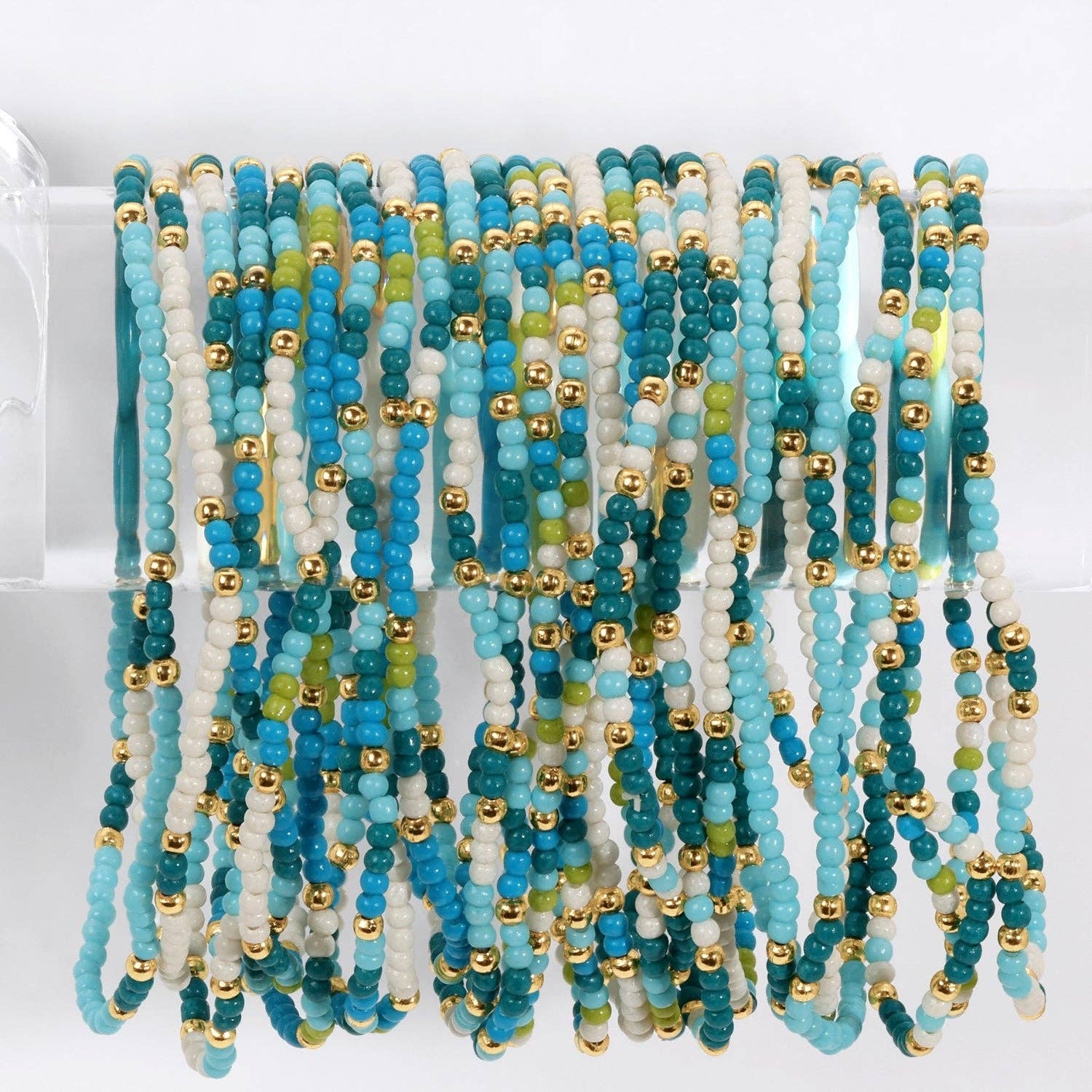 Assorted 2mm Stretch Seed Bead Bracelets - Spiral Circle