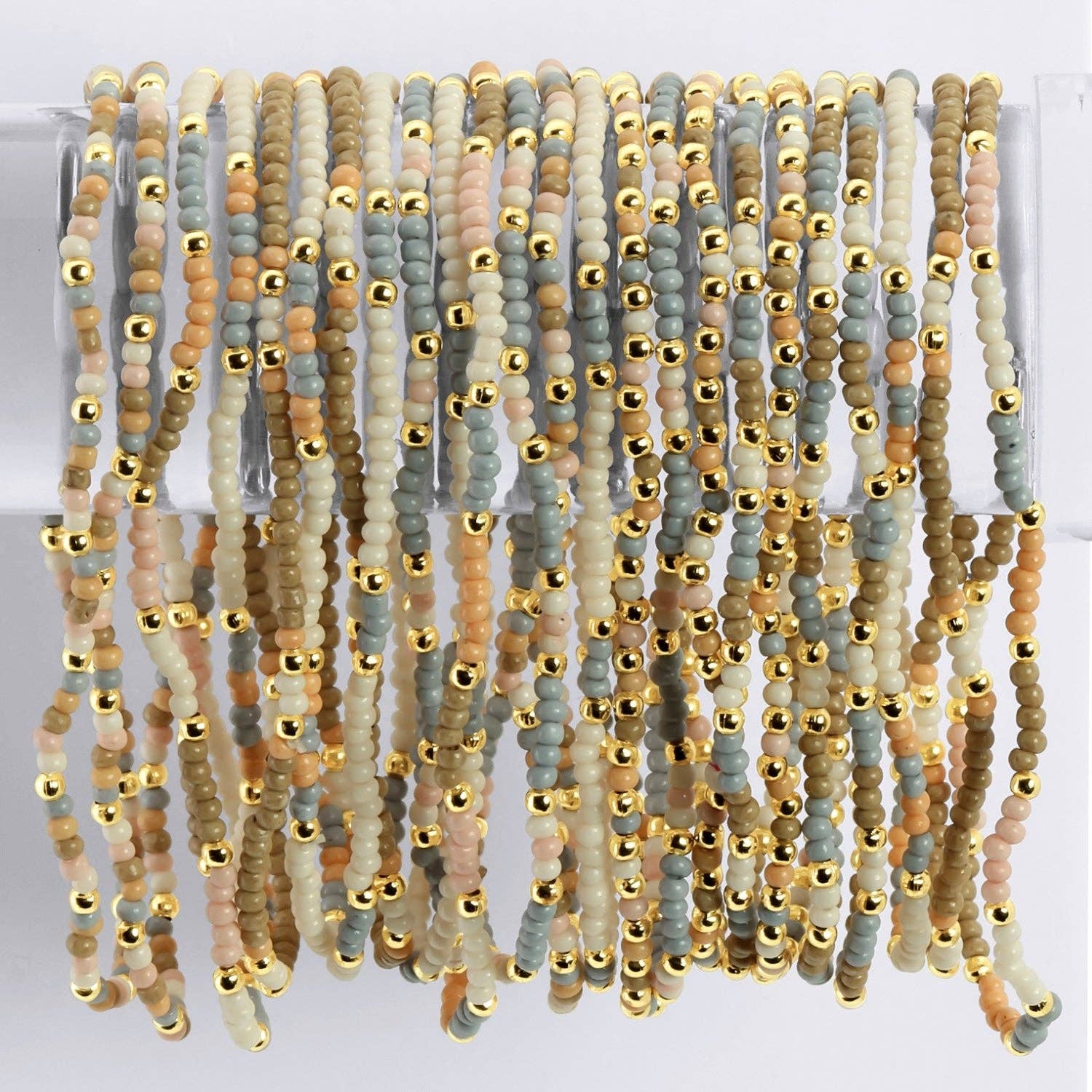 Assorted 2mm Stretch Seed Bead Bracelets - Spiral Circle
