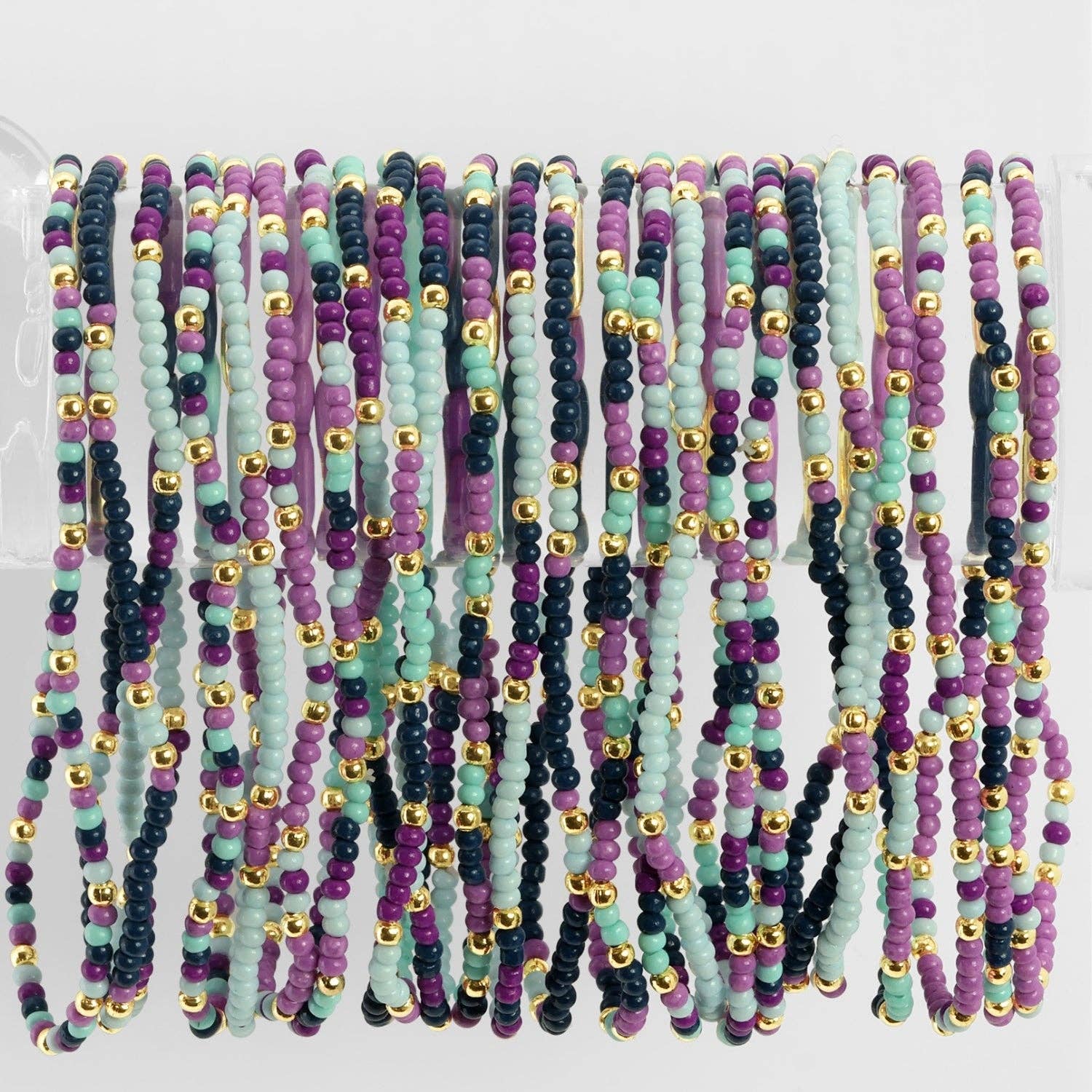 Assorted 2mm Stretch Seed Bead Bracelets - Spiral Circle