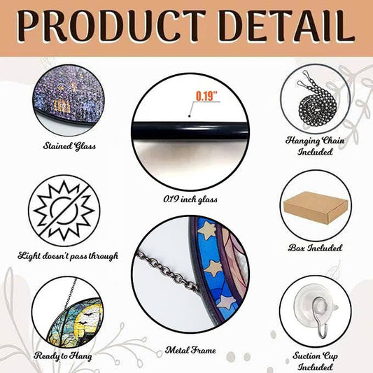 Astronomy Solar System Stained Glass Suncatcher, Science Art - Spiral Circle