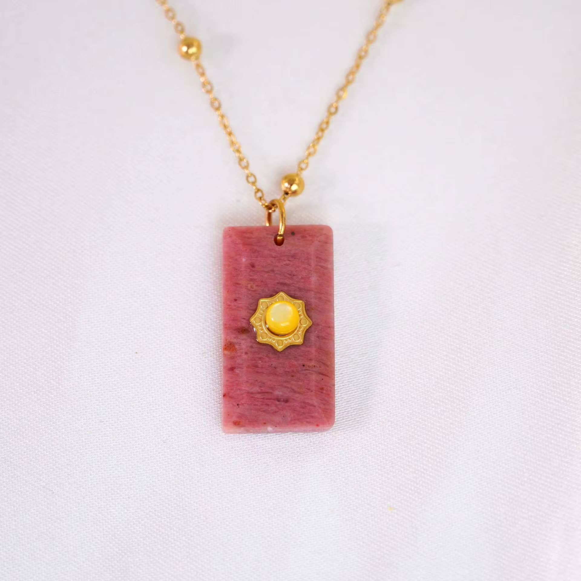 Augusta Antonia Crystal Sun Necklace - Spiral Circle