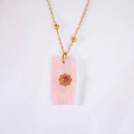 Augusta Antonia Crystal Sun Necklace - Spiral Circle