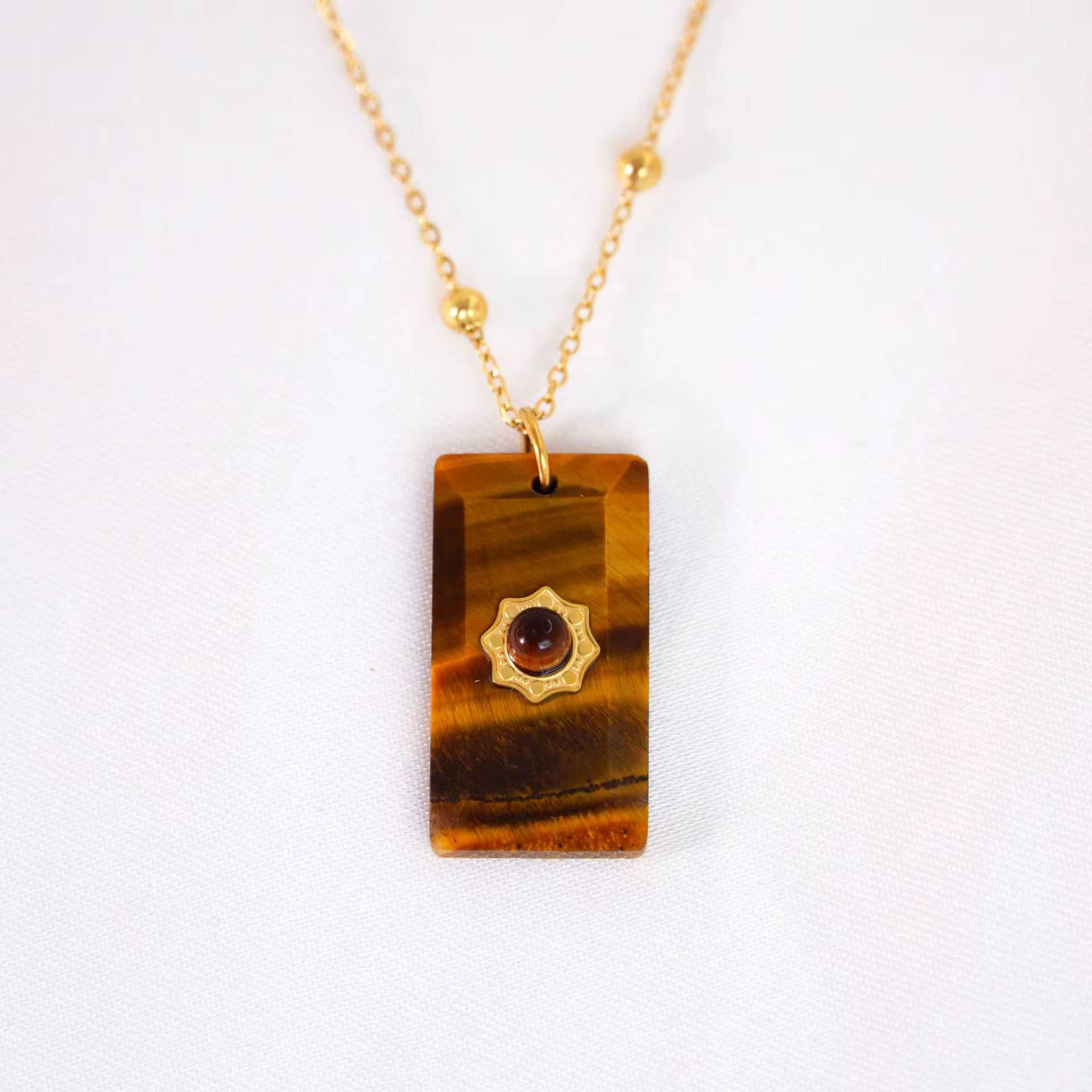 Augusta Antonia Crystal Sun Necklace - Spiral Circle