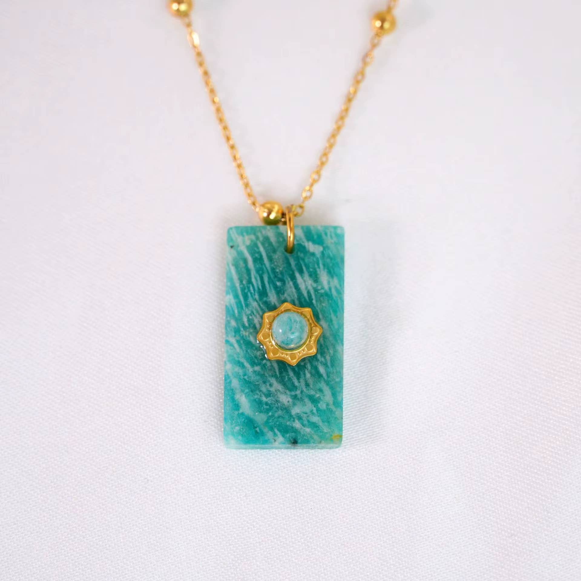 Augusta Antonia Crystal Sun Necklace - Spiral Circle