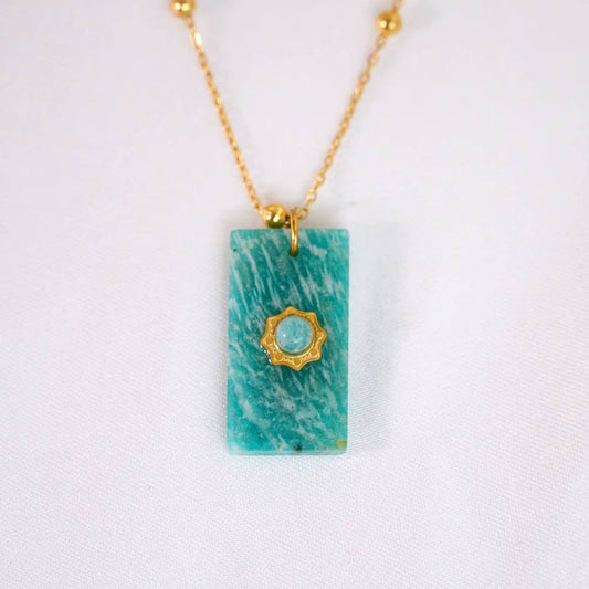 Augusta Antonia Crystal Sun Necklace - Spiral Circle