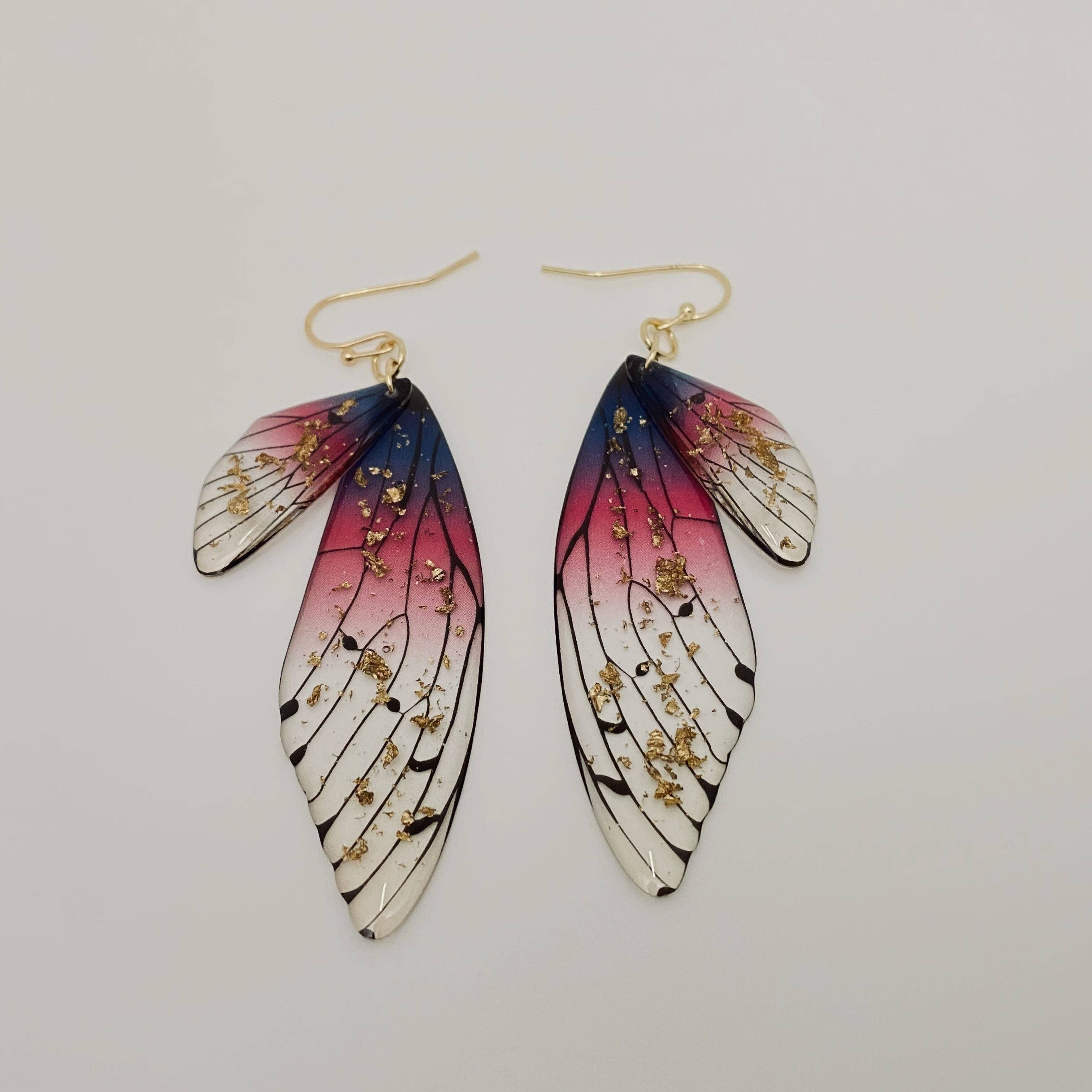 Gradient Cicada Wings, Butterfly Wings Earrings