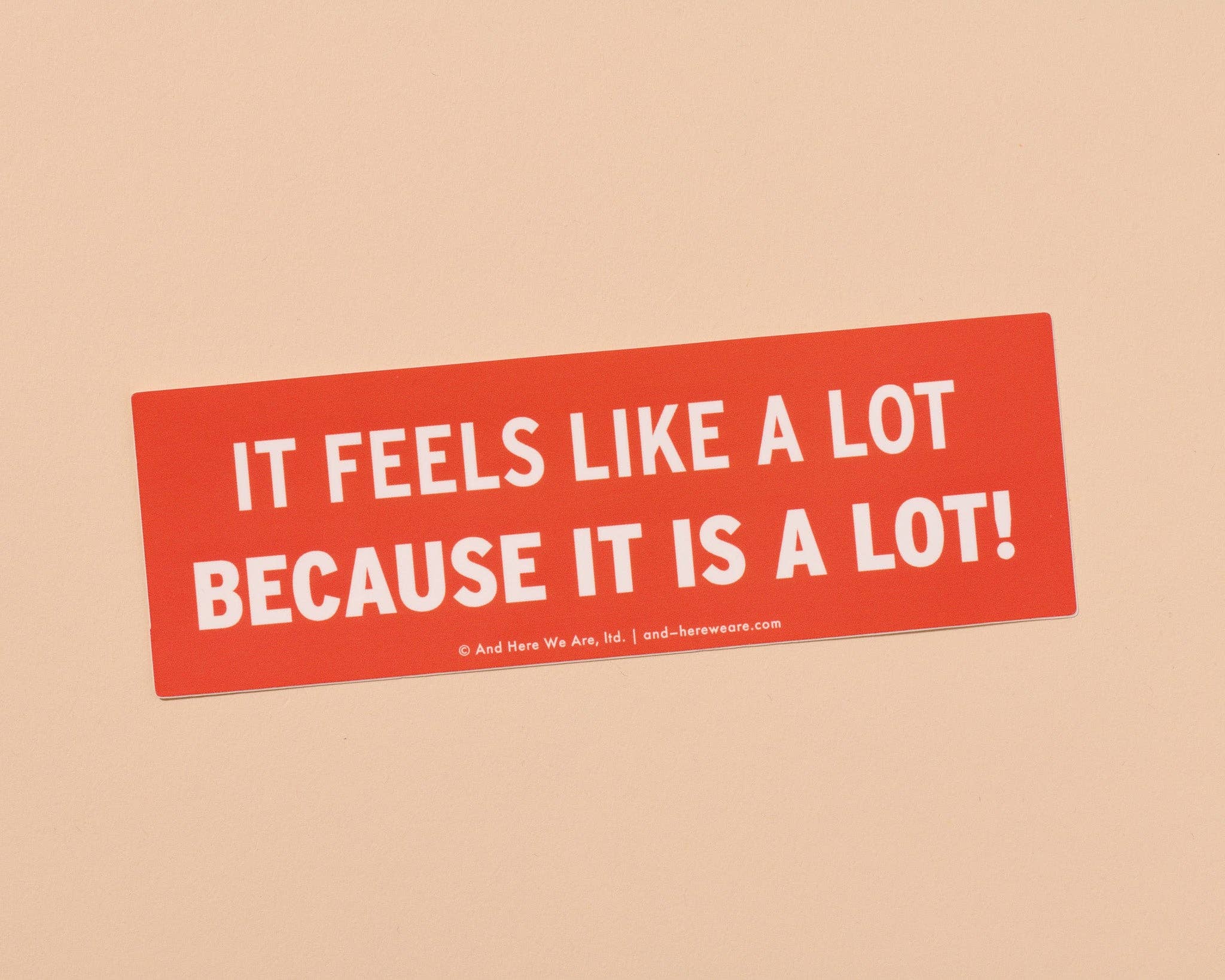 Vinyl Bumper Sticker—It Feels Like A Lot (Because It Is)