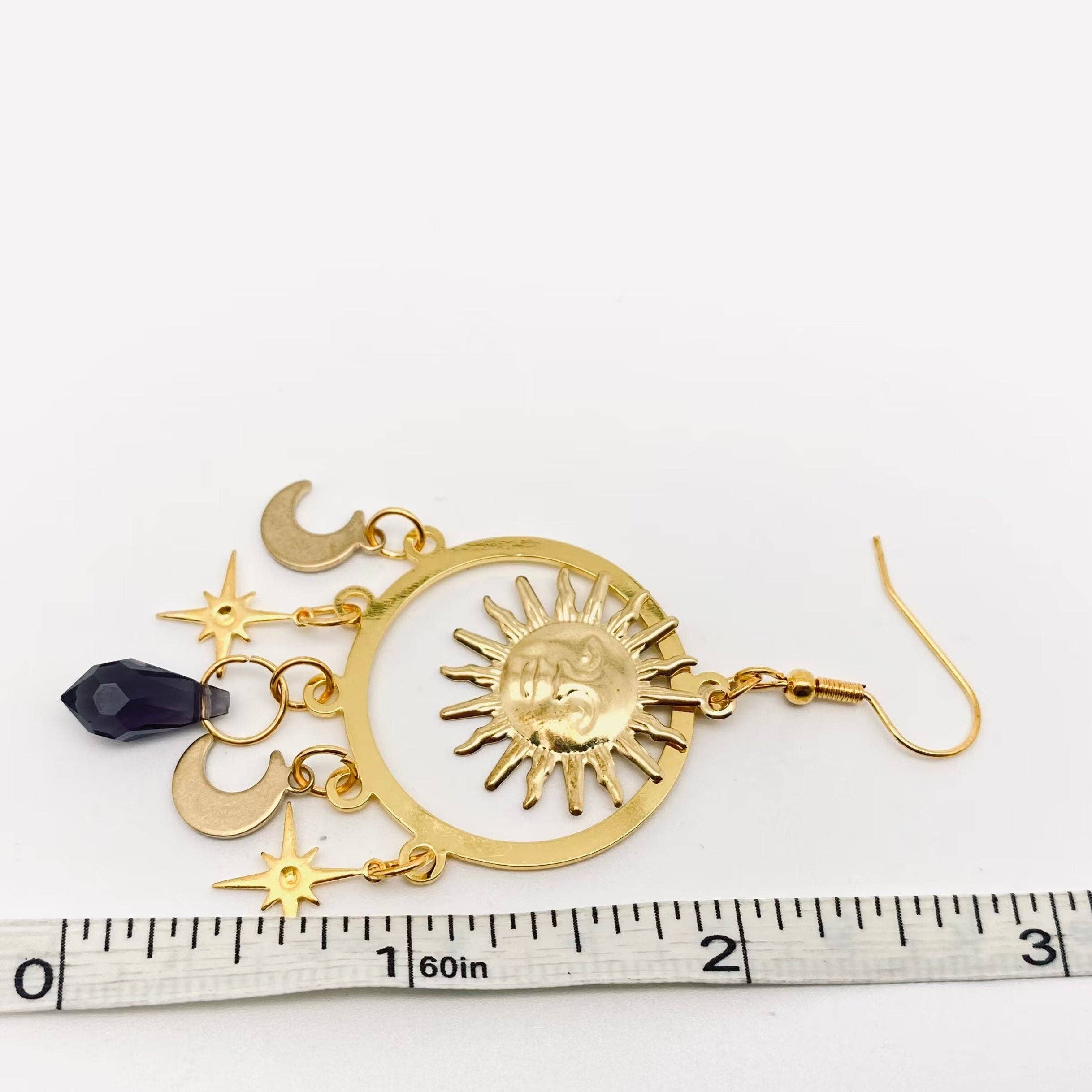 Sun Star Moon Earrings