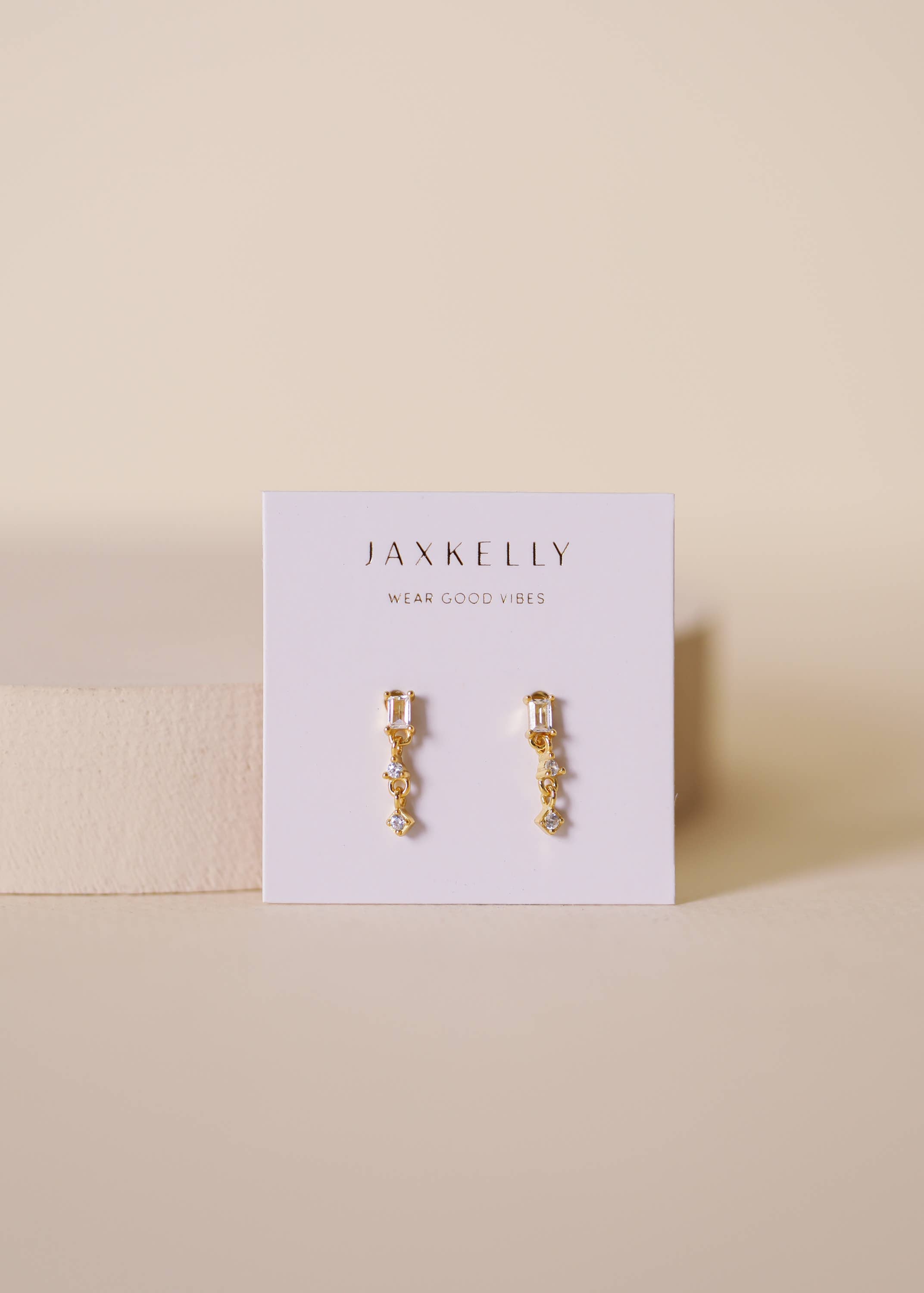 Mini Baguette Drop Earrings | White Topaz