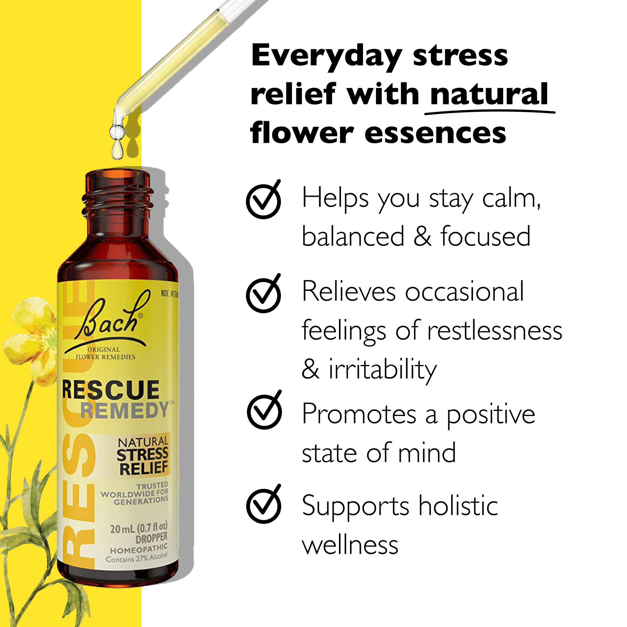 Bach Rescue Remedy Natural Stress Relief Dropper - Spiral Circle
