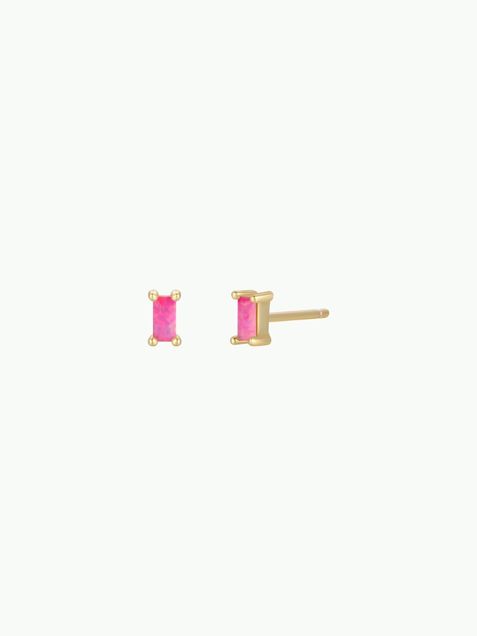 Baguette | Pink Opal | Earrings - Spiral Circle