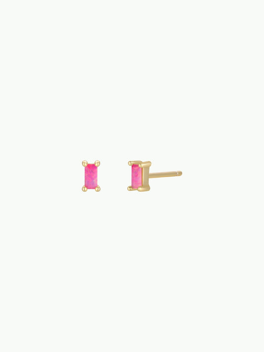 Baguette | Pink Opal | Earrings - Spiral Circle