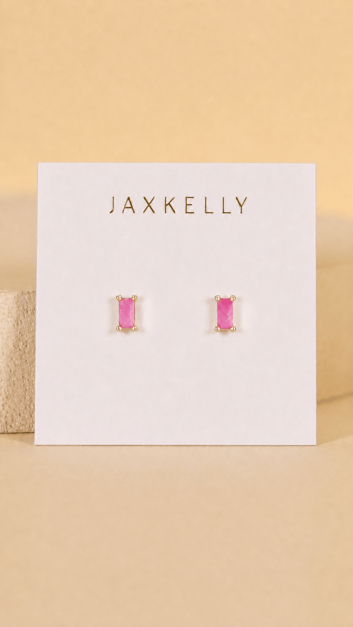Baguette | Pink Opal | Earrings - Spiral Circle