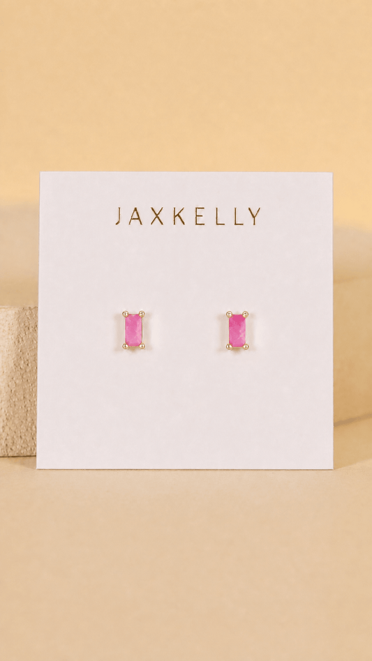 Baguette | Pink Opal | Earrings - Spiral Circle