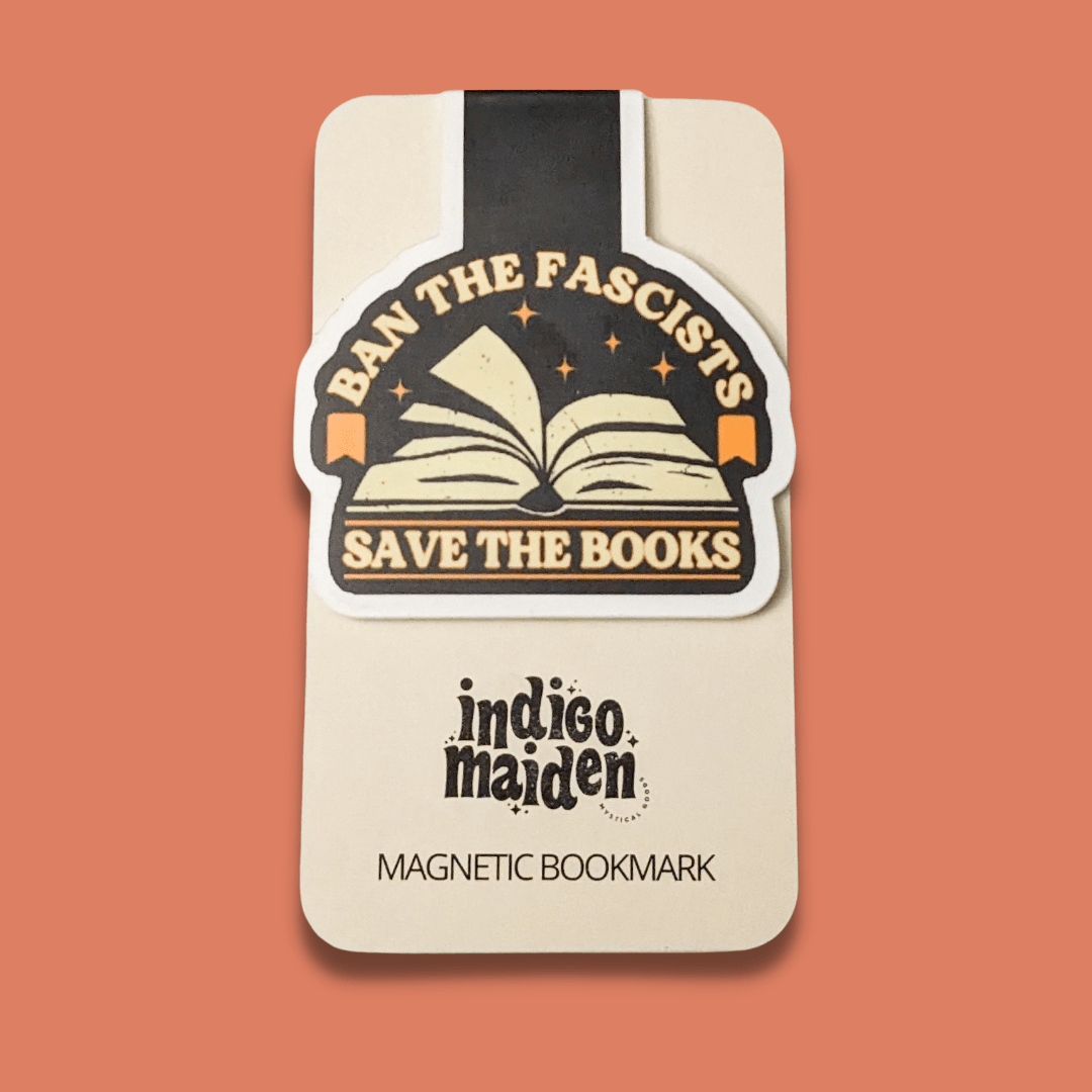 Ban the Fascists Save the Books Magnetic Bookmark - Spiral Circle